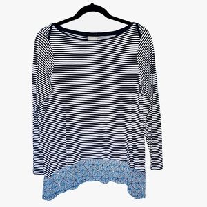 J. Jill Navy Blue & White Striped Long Sle…